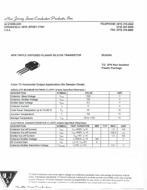 BU508A Datasheet PDF New Jersey Semiconductor