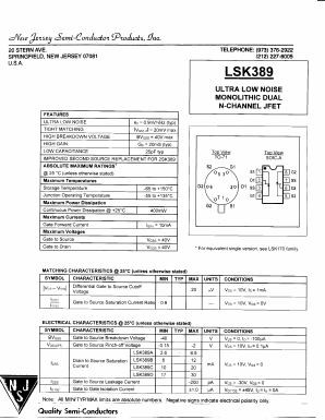 LSK389 Datasheet PDF New Jersey Semiconductor