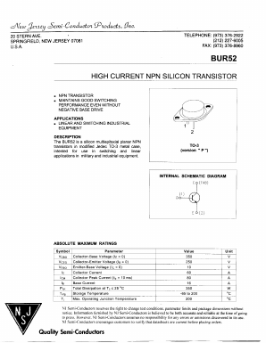 BUR52 Datasheet PDF New Jersey Semiconductor