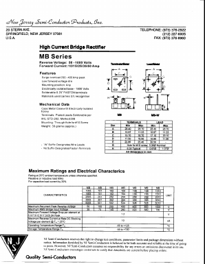 MB254 Datasheet PDF New Jersey Semiconductor