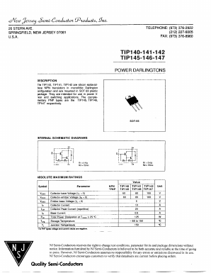 TIP140 Datasheet PDF New Jersey Semiconductor
