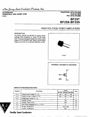 BF258 Datasheet PDF New Jersey Semiconductor