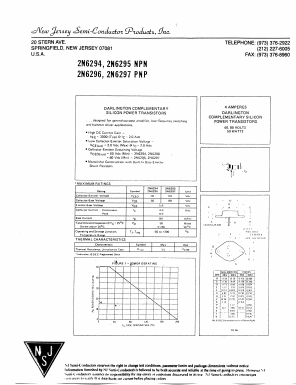 2N6296 Datasheet PDF New Jersey Semiconductor