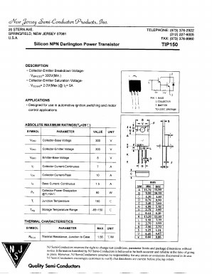 TIP150 Datasheet PDF New Jersey Semiconductor