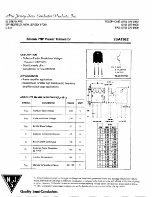 2SA1962 Datasheet PDF New Jersey Semiconductor