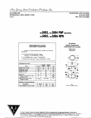 2N5883 Datasheet PDF New Jersey Semiconductor