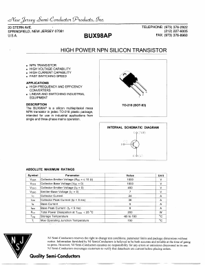 BUX98AP Datasheet PDF New Jersey Semiconductor