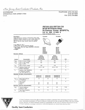 IRF332 Datasheet PDF New Jersey Semiconductor