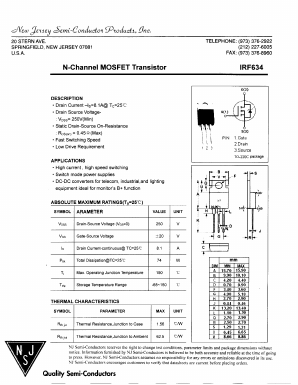 IRF634 Datasheet PDF New Jersey Semiconductor