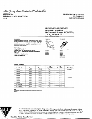 IRF633 Datasheet PDF New Jersey Semiconductor