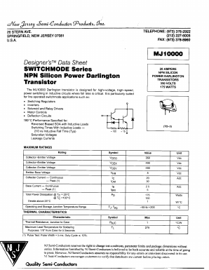 MJ10000 Datasheet PDF New Jersey Semiconductor
