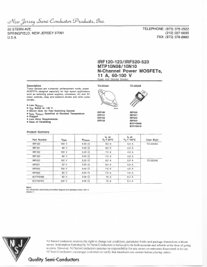 IRF520 Datasheet PDF New Jersey Semiconductor