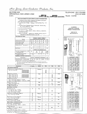 2N4920 Datasheet PDF New Jersey Semiconductor