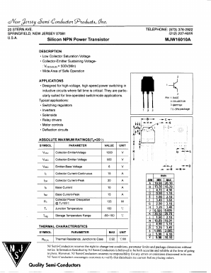 MJW16010A Datasheet PDF New Jersey Semiconductor
