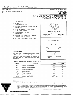 SD1489 Datasheet PDF New Jersey Semiconductor