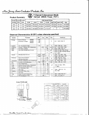 VP0109ND Datasheet PDF New Jersey Semiconductor