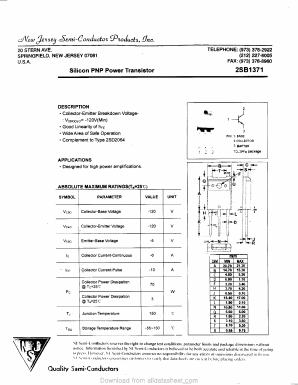 2SB1371 Datasheet PDF New Jersey Semiconductor