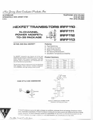 IRFF110 Datasheet PDF New Jersey Semiconductor