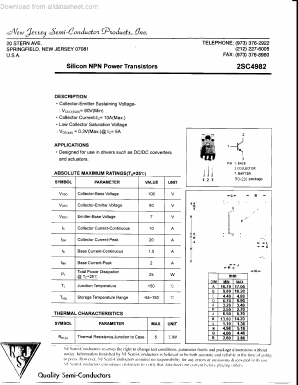 2SC4982 Datasheet PDF New Jersey Semiconductor