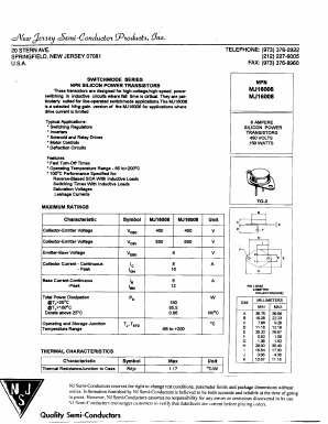MJ16008 Datasheet PDF New Jersey Semiconductor
