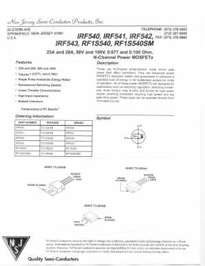 IRF540 Datasheet PDF New Jersey Semiconductor