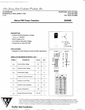 2SA900 Datasheet PDF New Jersey Semiconductor
