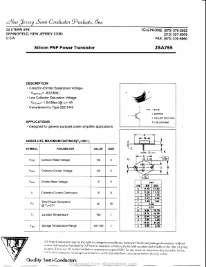 2SA765 Datasheet PDF New Jersey Semiconductor