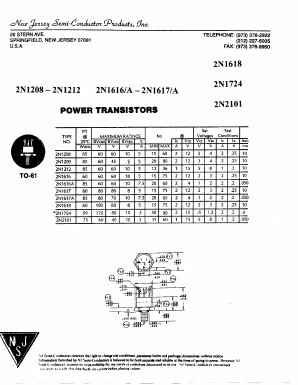 2N1618 Datasheet PDF New Jersey Semiconductor
