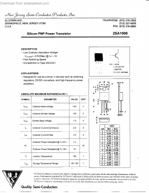 2SA1008 Datasheet PDF New Jersey Semiconductor