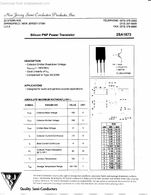 A1673 Datasheet PDF New Jersey Semiconductor