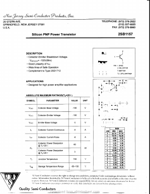 2SB1157 Datasheet PDF New Jersey Semiconductor