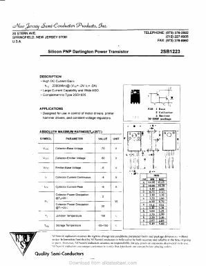 B1223 Datasheet PDF New Jersey Semiconductor
