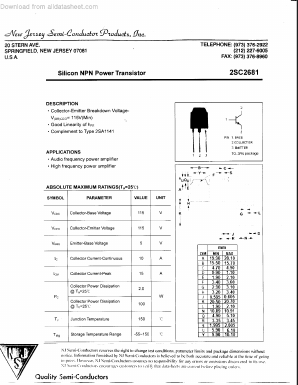 2SC2681 Datasheet PDF New Jersey Semiconductor