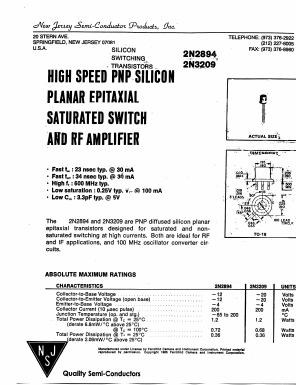 2N2894 Datasheet PDF New Jersey Semiconductor