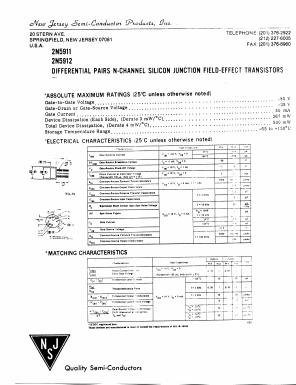 2N5911 Datasheet PDF New Jersey Semiconductor