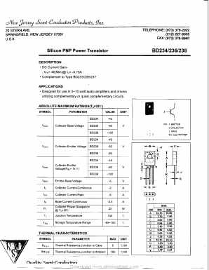 BD236 Datasheet PDF New Jersey Semiconductor