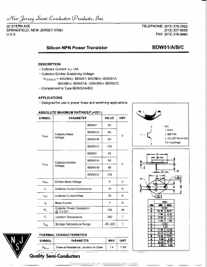 BDW51C Datasheet PDF New Jersey Semiconductor