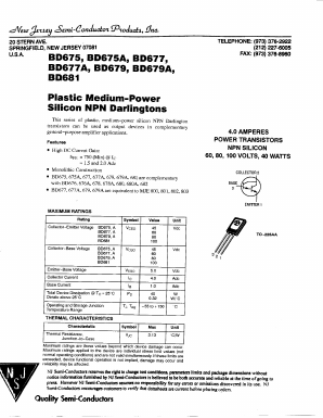 BD675 Datasheet PDF New Jersey Semiconductor