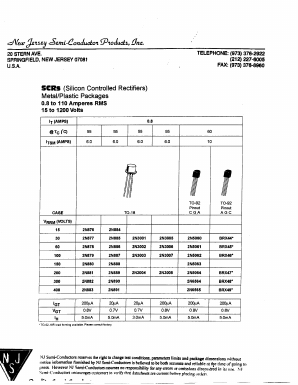 2N881 Datasheet PDF New Jersey Semiconductor