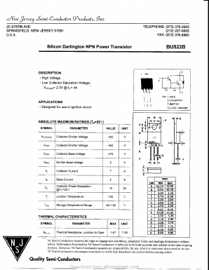 BU522B Datasheet PDF New Jersey Semiconductor