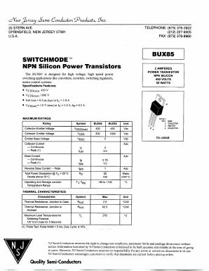 BUX84 Datasheet PDF New Jersey Semiconductor