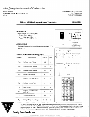 BU807FI Datasheet PDF New Jersey Semiconductor