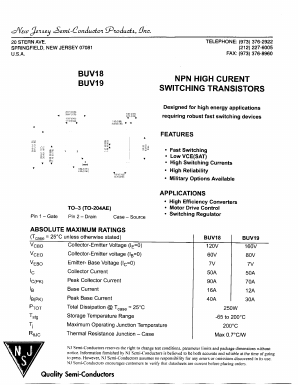 BUV18 Datasheet PDF New Jersey Semiconductor