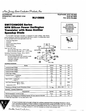 MJ10005 Datasheet PDF New Jersey Semiconductor