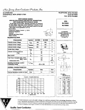 MJ10005 Datasheet PDF New Jersey Semiconductor
