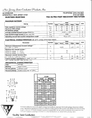 MUR7060 Datasheet PDF New Jersey Semiconductor