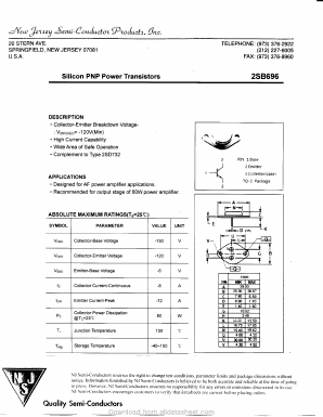 2SB696 Datasheet PDF New Jersey Semiconductor