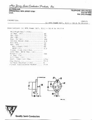 2N5575 Datasheet PDF New Jersey Semiconductor