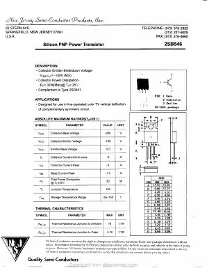 2SB546 Datasheet PDF New Jersey Semiconductor