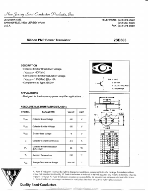 2SB563 Datasheet PDF New Jersey Semiconductor
